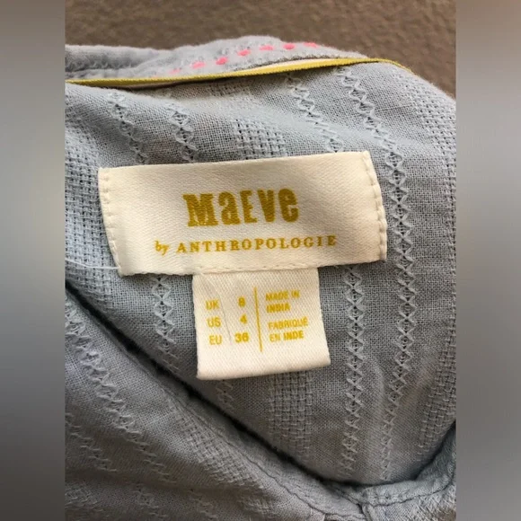 Anthropologie Maeve light blue Embroidered Dress Shirt S - Picture 8 of 12